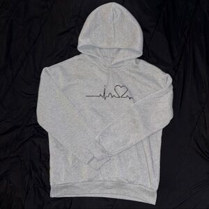 Heart Beat Light Weight Grey Hoodie